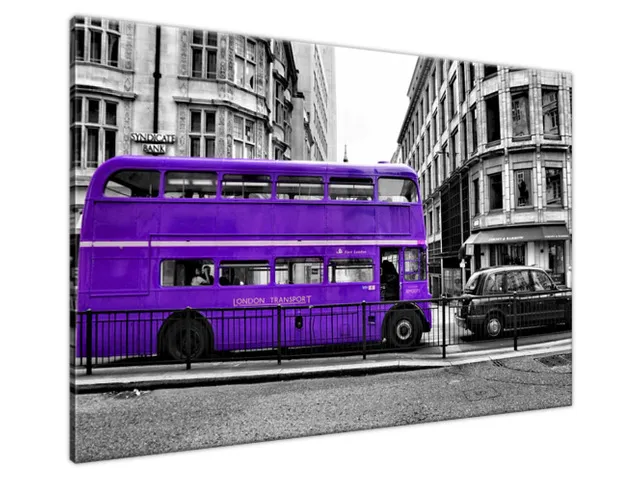 Obraz do chodby Fialový londýnsky autobus