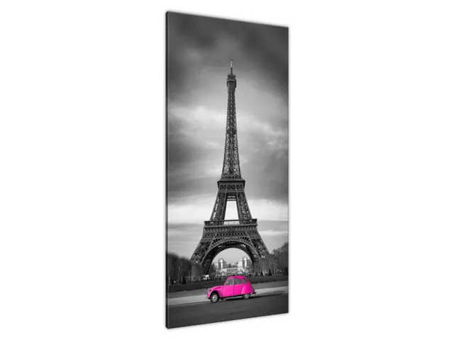 Obraz na plátne Ružové auto v Paríži