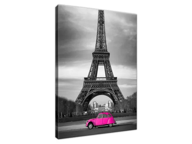 Obraz na plátne Ružové auto v Paríži