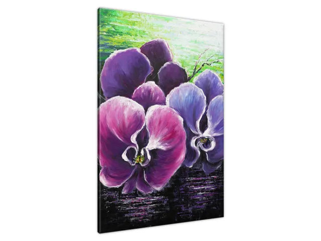 Obraz maľovaný ručne Orchidea pri rybníku