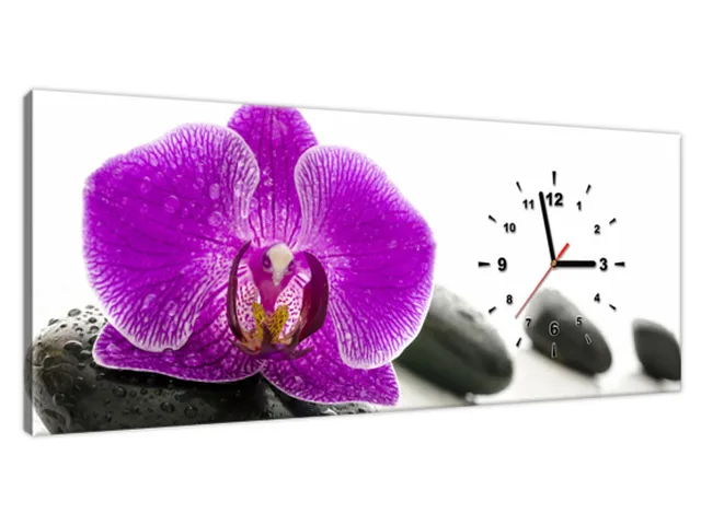 Štýlový obraz s hodinami Orchidea na kameni