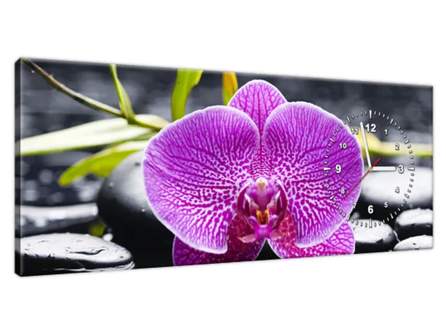 Nástenné hodiny do obývačky Orchidea
