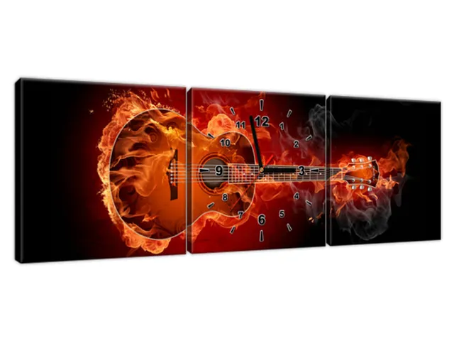 Luxusný obraz s hodinami Horiaca gitara