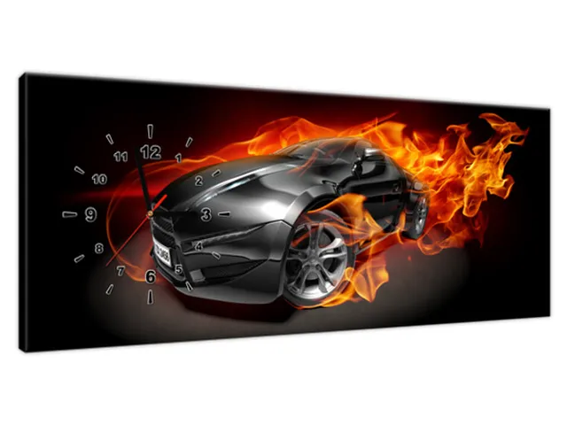 Moderný obraz s hodinami Športové auto