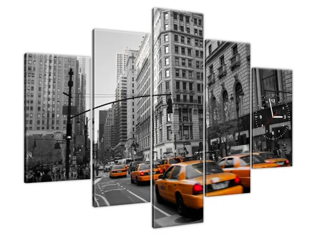 Dizajnové nástenné hodiny Manhattan Taxi