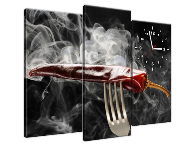 Obraz do kuchyne s hodinami Štipľavá chilli paprička