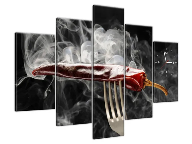 Obraz do kuchyne s hodinami Štipľavá chilli paprička