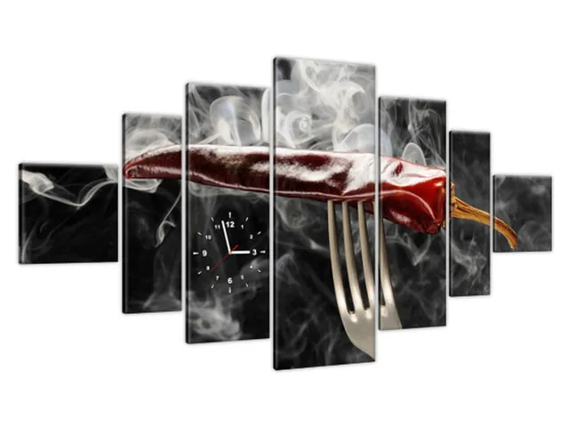 Obraz do kuchyne s hodinami Štipľavá chilli paprička
