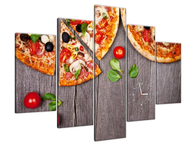 Nástenné hodiny do kuchyne Pizza