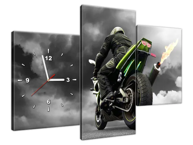 Nástenný obraz s hodinami Monsterbike