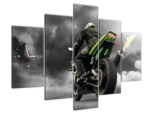 Nástenný obraz s hodinami Monsterbike