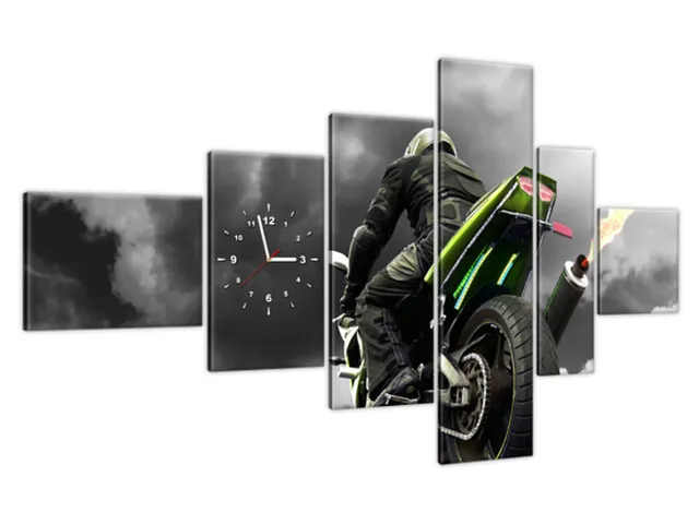 Nástenný obraz s hodinami Monsterbike