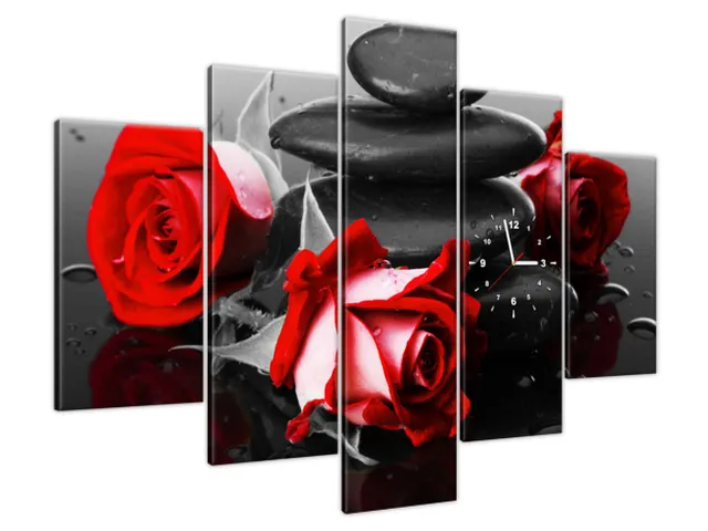 Obraz s hodinami na plátne Roses and spa