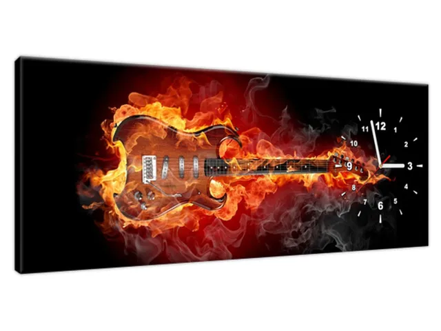 Obraz s hodinami Horiaca gitara