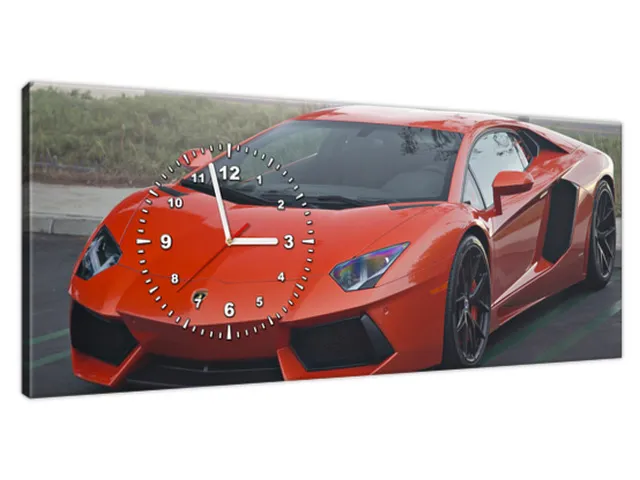 Obraz s hodinami Oranžové Lambo - Axion23