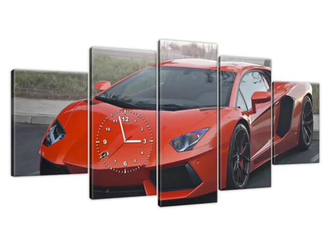 Obraz s hodinami Oranžové Lambo - Axion23