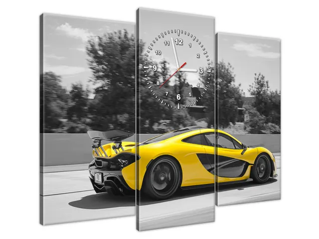Obraz s hodinami Žltý McLaren P1 - Axion23