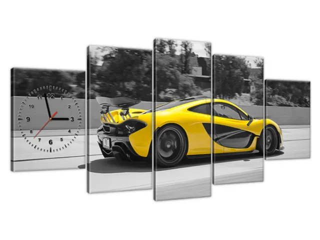 Obraz s hodinami Žltý McLaren P1 - Axion23