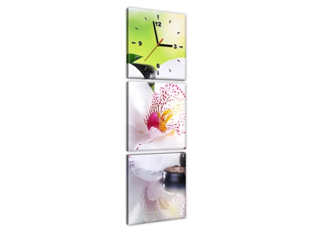 Obraz s hodinami Kamene SPA a orchidea