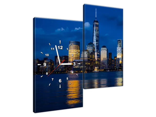 Obraz s hodinami New York nad riekou Hudson