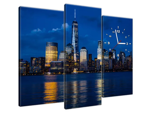 Obraz s hodinami New York nad riekou Hudson