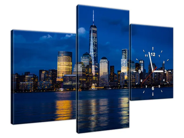 Obraz s hodinami New York nad riekou Hudson