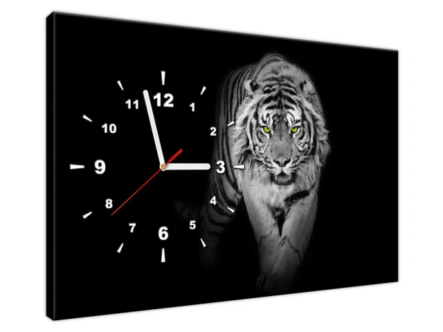 Moderný obraz s hodinami Tiger v tme