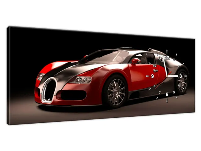Moderný obraz na plátne s hodinami Červené Bugatti Veyron