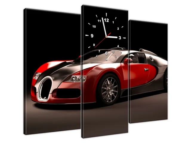 Moderný obraz na plátne s hodinami Červené Bugatti Veyron