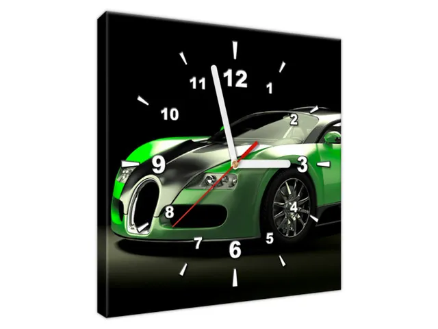 Obraz s hodinami Zelené Bugatti Veyron