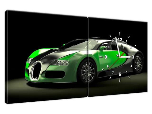 Obraz s hodinami Zelené Bugatti Veyron