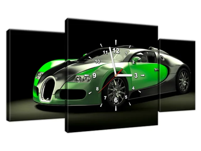 Obraz s hodinami Zelené Bugatti Veyron