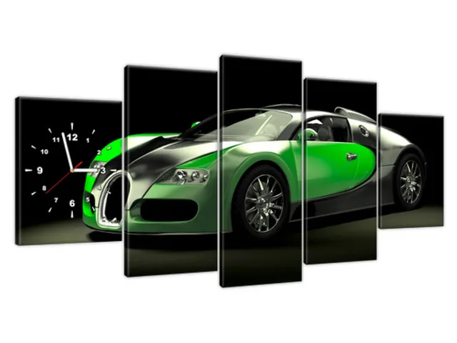 Obraz s hodinami Zelené Bugatti Veyron
