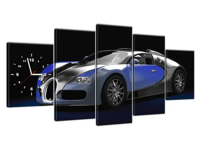 Obraz s hodinami Modré Bugatti Veyron