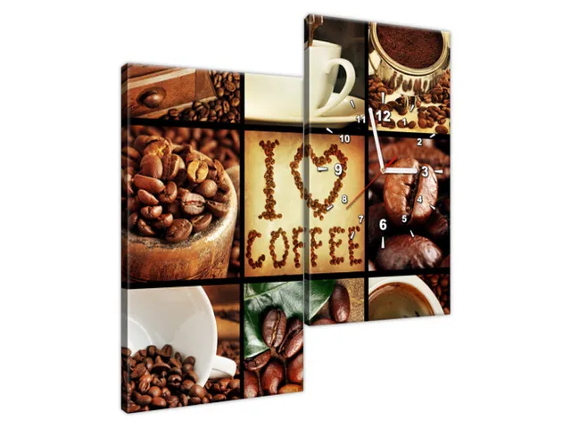 Obraz s hodinami na stenu do kuchyne I love Coffee