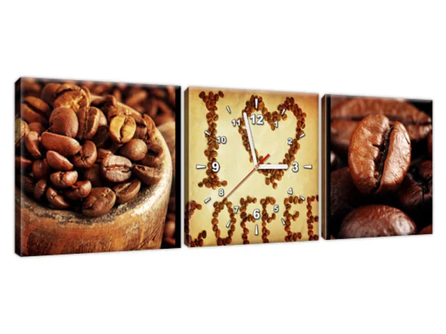 Obraz s hodinami na stenu do kuchyne I love Coffee