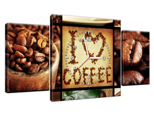 Obraz s hodinami na stenu do kuchyne I love Coffee