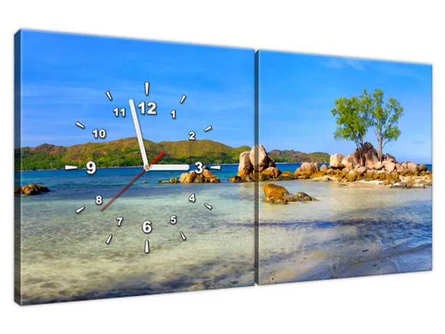 Obraz s hodinami s plátne Praslin Island