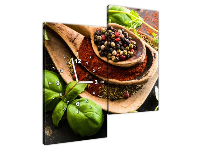 Moderný obraz s hodinami na plátne Spices