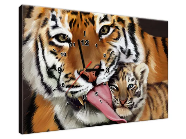 Obraz s hodinami do detskej izby Tiger a tigríča