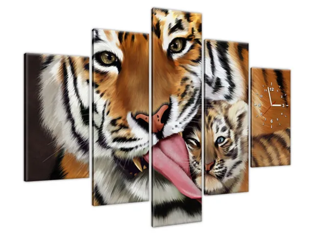 Obraz s hodinami do detskej izby Tiger a tigríča