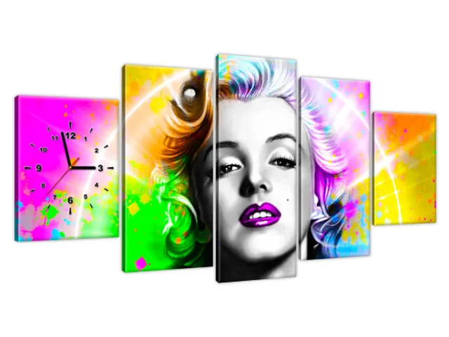 Obraz Marylin Monroe s hodinami Dúhový obraz