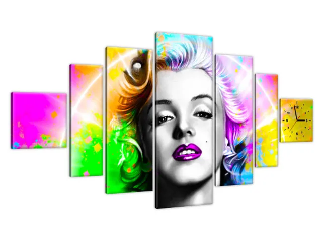 Obraz Marylin Monroe s hodinami Dúhový obraz