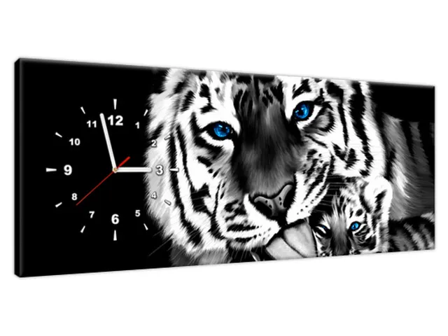 Obraz s hodinami na stenu Tigre