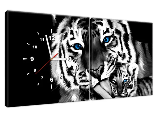 Obraz s hodinami na stenu Tigre