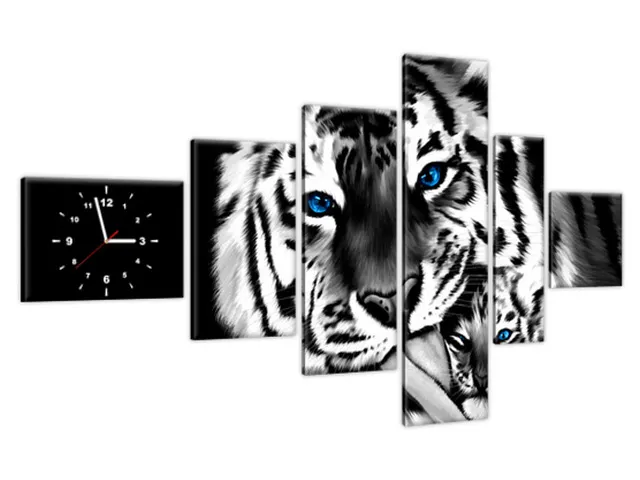 Obraz s hodinami na stenu Tigre