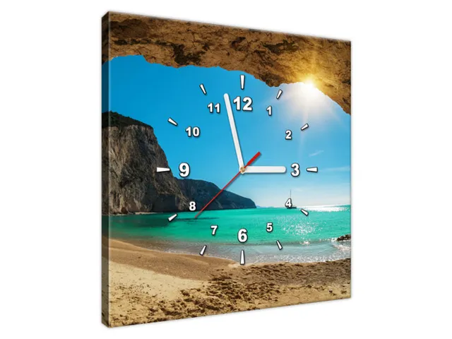 Obraz na plátne s hodinami pláž Porto Katsiki