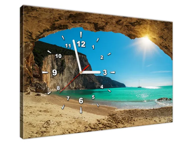 Obraz na plátne s hodinami pláž Porto Katsiki