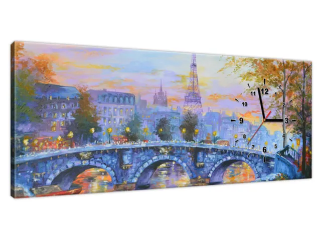 Obraz s hodinami na stenu Ulička v Paríži