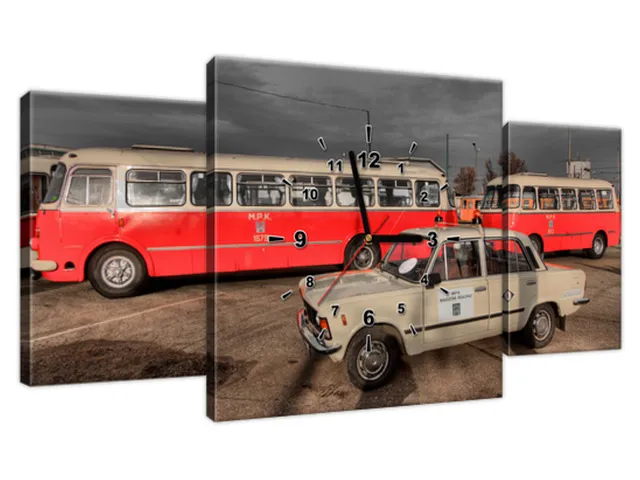 Moderný obraz s hodinami Veľký Fiat